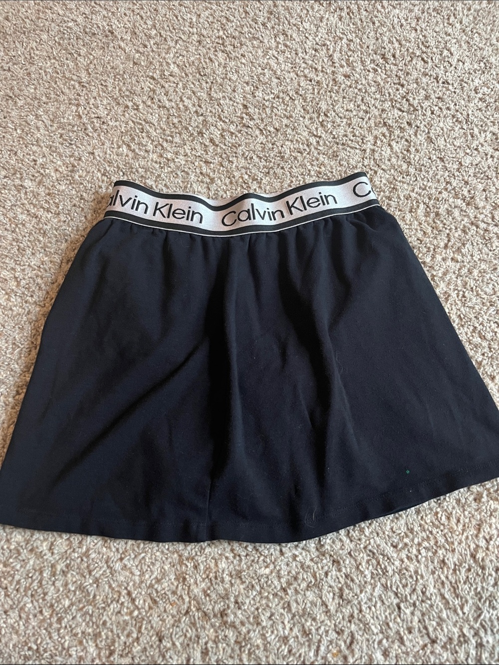 Calvin Klein Black Skater Skirt with White Logo Waistband
